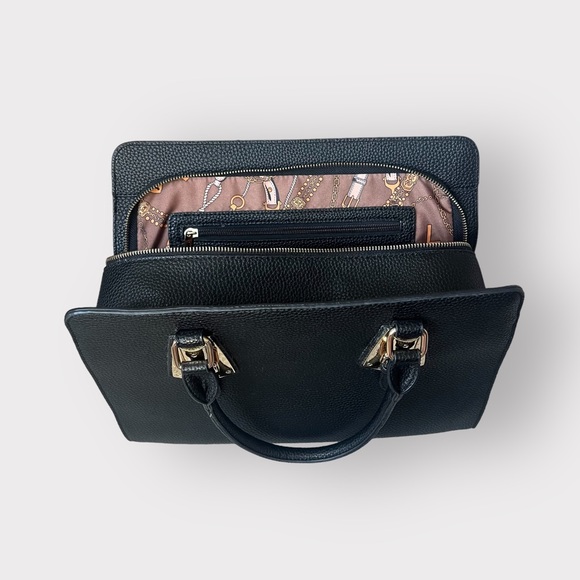 Black Leather with Gold Buckle Accent Shoulder Bag - Picture 8 of 8